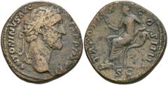 Ancient Coins Münzen Römische Kaiserzeit Antoninus Pius, 138-161, Sesterz (24,09g), Rom. Av: Büste nach rechts, darum Umschrift. Rev: Thronende Securitas mit Füllhorn nach links, darum "TR POT XX COS 