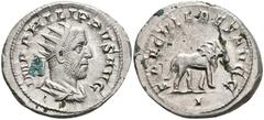 Ancient Coins Münzen Römische Kaiserzeit Philippus I. Arabs, 244-249, Antoninian (5,29g), Rom. Av: Büste nach rechts, darum Umschrift. Rev: Löwe nach rechts, darum "SAECULARES AVGG". RIC 12, ss-vz. Co