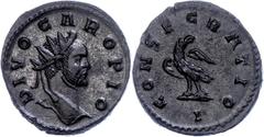 Ancient Coins Münzen Römische Kaiserzeit Divus Carus, 283, Antoninian (4,16g), Lugdunum. av: Kopf nach rechts, darum Umschrift. Rev: Adler nach rechts, darum Umschrift. RIC 29, Cohen 18, prägefrisch. 