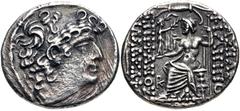 SYRIA, Seleucis and Pieria. Antioch . Crassus. Roman proconsul, 55-53 BC. AR Tetradrachm (27mm, 13.92 g, 1h). Posthumous Philip I Philadelphos type. Diademed head of Philip right / Zeus Nikephoros sea