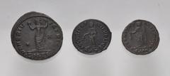 Large Lots ROMAN. Imperial. Lot of three (3) Æ Folles. Includes: Galeria Valeria. Thessalonica mint. RIC 34 // Helena. Ticinum mint. RIC 290 var. // Helena. Treveri mint. RIC 515. Average VF, minor ro