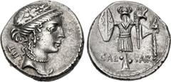 Roman Republican The Caesarians. Julius Caesar. Late spring-early summer 48 BC. AR Denarius (19mm, 3.99 g, 3h). Military mint traveling with Caesar, probably commencing after the battle of Pharsalus, 
