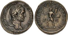 Roman Imperial Caracalla. AD 198-217. Æ Sestertius (32mm, 29.06 g, 6h). Rome mint. Struck under Septimius Severus, AD 210. M AVREL ANTONI NVS PIVS AVG, laureate bust right, slight drapery / PONTIF TRP