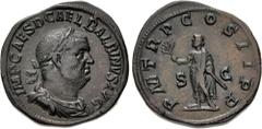 Roman Imperial Balbinus. AD 238. Æ Sestertius (31mm, 19.53 g, 12h). Rome mint. 1st emission. IMP CAES D CAEL BALBINVS AVG, laureate, draped, and cuirassed bust right / P M TR P COS II P P, Balbinus, t