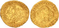 World FRANCE, Provincial. Bretagne (duchy). Jean V. 1399-1442. AV Florin d'or au chevalier (25mm, 2.96 g, 4h). Nantes mint. 1st emission, circa August 1420-1423. + IOhAnnЄS · DЄI · GRACIA BRITOnV · DV