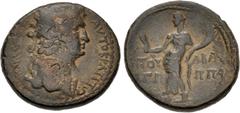 Herodian Dynasty JUDAEA. Agrippa II, with Titus. 49/50-94/95 CE. Æ 10 Units (28mm, 16.63 g, 12h). Caesarea Paneas mint. Dated RY 30 (78/9 CE). AYTOKP TITΩ [KAICAP CEBACTΩ], laureate and draped bust of