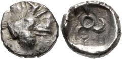 Greek DYNASTS of LYCIA. Uncertain dynast. Circa 480/70-430 BC. AR Twelfth Stater (9mm, 0.81 g). Forepart of Pegasos flying left / Triskeles within incuse square. Müseler –; cf. Falghera 73 (stater); S