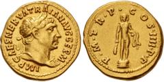 Roman Imperial Trajan. AD 98-117. AV Aureus (19mm, 7.05 g, 6h). Rome mint. Struck AD 101-102. IMP CAES NERVA TRAIAN AVG GERM, laureate bust right, wearing aegis / P • M • TR • P COS • IIII • P • P, He