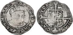 The West Collection of Medieval Coinage TUDOR. Edward VI. 1547-1553. AR Groat (25mm, 2.34 g, 9h). Canterbury mint; im: –. Struck in the name of Henry VIII, 1547-1551. Crowned bust (Laker J) facing sli