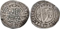 The West Collection of Medieval Coinage IRELAND. Henry VIII, with Katherine Howard. 1509-1547. AR Groat (23mm, 2.18 g, 2h). First Harp coinage. Dublin mint. Struck 1540. Crowned coat-of-arms over long