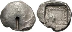 Greek DYNASTS of LYCIA. Uncertain dynast. Circa 490/80-440/30 BC. AR Stater (20.5mm, 9.37 g). Blank (degraded die) / Incuse square containing linear and pelleted interior squares. Cf. Müseler III, 40 