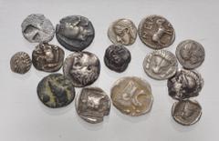 Large Lots GREEK. Asia Minor. Lot of fifteen (15) silver fractions. Includes: various types from Troas, Lesbos, Ionia, Caria, Lycia, Cilicia and other miscellanies. Lot also includes one bronze issue.