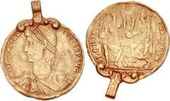 Constantius II. AD 337-361. AV Medallion of 2 Solidi (29mm, 9.73 g, with bezel, 6h). Antioch mint. Struck AD 353-354. FL IVL CONSTAN-TIVS PERP AVG, pearl-diademed, draped, and cuirassed bust left / GL