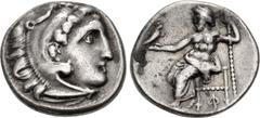 Greek KINGS of MACEDON. Philip III Arrhidaios. 323-317 BC. AR Drachm (17.5mm, 4.18 g, 11h). Anepigraphic issue in the types of Alexander III. Kolophon mint. Struck under Menander or Kleitos, circa 322