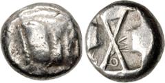 Greek DYNASTS of LYCIA. Uncertain dynast. Circa 500-470/60 BC. AR Stater (17mm, 9.31 g). Forepart of boar right / Incuse square divided by large X, indentations on three sides; Θ and Σ in separate sec