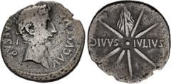 Roman Imperial Augustus. 27 BC-AD 14. AR Denarius (19.5mm, 3.39 g, 6h). Uncertain Spanish mint (Colonia Caesaraugusta?). Struck circa 18 BC. Head right, wearing oak wreath / DIVVS • IVLIVS across fiel