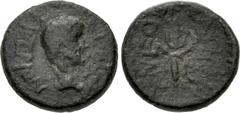 Roman Provincial LYDIA, Philadelphia (as Neocaesarea). Tiberius. AD 14-37. Æ (15mm, 2.94 g, 11h). Bare head right / Thunderbolt. Kurth 150 (under Tiberius Gemellus; same obv. die as illustration); LS 