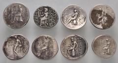 Large Lots GREEK. Levant & the Near East. Lot of eight (8) Seleukid Empire AR Tetradrachms. Includes: various rulers and issues. Average Near VF, deposits. LOT SOLD AS IS, NO RETURNS. Eight (8) coins 