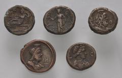 Large Lots ROMAN. Provincial. Lot of five (5) Alexandrian Tetradrachms. Includes: various rulers and types. Average Near VF. LOT SOLD AS IS, NO RETURNS. Five (5) coins in lot.