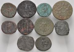 Large Lots ROMAN. Provincial-Imperial. Lot of ten (10) bronze issues. Includes: PROVINCIAL: Nicopolis. Elagabalus // Cilicia, Tarsos. Commodus // Gordian III (2) // IMPERIAL: Trajan. Æ As // Antoninus