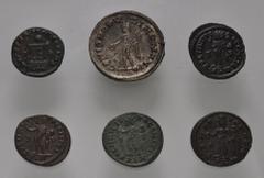 Large Lots ROMAN. Imperial. Lot of six (6) Æ Folles from Londinium (London) mint. Includes: Severus II, As Caesar. RIC VI 63a; C&T 4.02.019 // Licinius I (2). RIC VI 249; C&T 8.01.001 // RIC VII 60; C