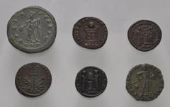 Large Lots ROMAN. Imperial. Lot of six (6) Æ Folles from Londinium (London) mint. Includes: Galerius. RIC VI 84/86; C&T 5.01.002 // Constantine I (3). RIC VI 267; C&T 7.11.011 // RIC VII 156; C&T 9.01