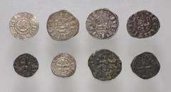 Large Lots EARLY MEDIEVAL. Crusaders. Lot of eight (8) silver and billon issues . Includes: County of Tripoli. Raymond III. AR Denier // Frankish Greece. Athens. William de la Roche. BI Denier Tournoi