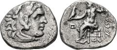 Greek KINGS of MACEDON. Philip III Arrhidaios. 323-317 BC. AR Drachm (14mm, 2.06 g, 12h). In the name and types of Alexander III. Teos mint. Struck under Menander or Kleitos, circa 323-319 BC. Head of