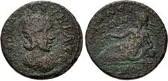 Roman Provincial AEOLIS, Temnus. Otacilia Severa. Augusta, AD 244-249. Æ (20mm, 4.28 g, 6h). Diademed and draped bust right / River-god Hermos reclining left, holding reed; his elbow resting on urn. R