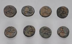 Large Lots GREEK. Asia Minor. Lot of eight (8) Dynasts of Lycia, Perikles bronze issues. All coins: SNG von Aulock 4257–8. Average VF, some deposits. LOT SOLD AS IS, NO RETURNS. Eight (8) coins in lot