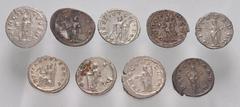 Large Lots ROMAN. Imperial. Lot of nine (9) AR Antoniniani. Includes: Gordian III // Philip I // Otacilia Severa // Philip II (2) // Trajan Decius (2) // Herennia Etruscilla // Trebonianus Gallus. Goo