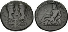 Roman Provincial MOESIA INFERIOR, Marcianopolis. Macrinus, with Diadumenian as Caesar. AD 217-218. Æ Pentassarion (25mm, 10.83 g, 1h). Pontianus, legatus Augusti pro praetore. Bare head of Diadumenian