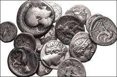 GREEK. Miscellaneous. Lot of Sixteen (16) Mixed AR Denominations. Includes: ISLANDS off THRACE, Thasos. AR Hemiobol // MACDEON, Skion. AR Hemiobol // KINGS of MACEDON, Philip II. AR 1/5 Tetradrachm (2