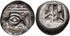 LYCIA, Phaselis. Circa 530-500 BC. AR Stater (17mm, 10.71 g). Prow of galley right, terminating in a boar's forepart / Rough quadripartite incuse square. Heipp-Tamer 35 (V23/R30); SNG Copenhagen -; SN