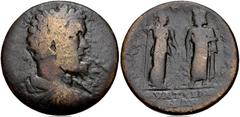 LYDIA, Thyateira. Septimius Severus. AD 193-211. Æ (26mm, 26.14 g, 6h). Laureate, draped, and cuirassed bust right, seen from behind / Athena standing right, holding spear and shield, facing Asklepios