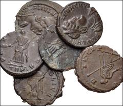ROMAN. Imperial. Lot of Six (6) Æ of Helena. All coins: Diademed and mantled bust right, wearing necklace / Securitas standing facing, head left, holding olive branch and lifting dress. Mostly Trier m