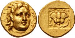 Greek ISLANDS off CARIA, Rhodos. Rhodes. Circa 125-88 BC. AV Hemistater (14mm, 4.07 g, 12h). Attic standard. Diognetos, magistrate. Radiate head of Helios facing slightly right / Rose in profile, with