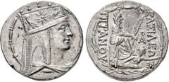 Greek KINGS of ARMENIA. Tigranes II 'the Great'. 95-56 BC. AR Tetradrachm (27mm, 15.50 g, 1h). Tigranocerta mint. Struck circa 80-68 BC. Diademed and draped bust right, wearing tiara decorated with st