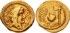 Roman Republican The Caesarians. Julius Caesar. Early 46 BC. AV Aureus (20mm, 7.95 g, 9h). Rome mint; A. Hirtius, praetor. Veiled head of female (Vesta or Pietas?) right; C • CAESAR COS TER around / E