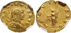 Roman Imperial Gallienus. AD 253-268. AV Aureus (20mm, 4.04 g, 12h). Siscia mint. 3rd emission, AD 266-267. GALLIENVS AVG, laureate head right / AEQVITAS AVG, Aequitas standing facing, head left, hold