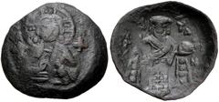 BULGARIA, Second Empire. Mico Asen. 1256–1257. Æ Trachy (23mm, 1.46 g, 6h). Facing bust of St. Nikolai, raising hand in benediction and holding Gospels; cross to right / Half-length facing bust of Mic
