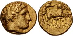 Greek KINGS of MACEDON. Philip III Arrhidaios. 323-317 BC. AV Stater (18mm, 8.56 g, 3h). In the types of Philip II. Abydos mint. Struck under Leonnatos, Arrhidaios, or Antigonos I Monophthalmos. Laure