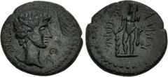 Roman Provincial LYCIA, Balbura. Augustus. 27 BC-AD 14. Æ (20mm, 4.80 g, 11h). Bare head right; to right, branch / Herakles standing facing, head left, leaning on club, lion's skin draped over arm. RP