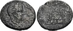 Roman Provincial CAPPADOCIA, Caesarea-Eusebia. Macrinus. AD 217-218. AR Tetradrachm (24mm, 8.39 g, 11h). Dated RY 1 (AD 217). [...]C CЄBAC , laureate, draped, and cuirassed bust right, seen from behin