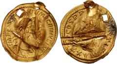 Roman Imperial Macrinus. AD 217-218. AV Aureus (20.5mm, 6.03 g, 5h). Rome mint, 1st officina. 2nd emission, circa January AD 218. IMP C M OPEL SEV MACRINVS AVG, laureate, draped, and cuirassed bust ri