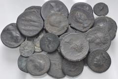 Large Lots ROMAN. Imperial. Lot of twenty-two (22) bronze issues. Includes: Vespasian. Æ As // Titus. Æ As // Trajan. Æ Sestertius // Æ Dupondius // Hadrian. Æ Sestertius // Æ As // Æ Quadrans // Anto
