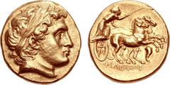 KINGS of MACEDON. Philip III Arrhidaios. 323-317 BC. AV Stater (17mm, 8.55 g, 12h). In the name and types of Philip II. Magnesia mint. Struck under Menander or Kleitos, circa 323-319 BC. Laureate head