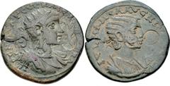 CILICIA, Ninica-Claudiopolis. Severus Alexander, with Julia Mamaea. AD 222-235. Æ (32mm, 18.48 g, 6h). Radiate and cuirassed bust of Severus Alexander right; c/ms: Nike advancing right, holding palm a