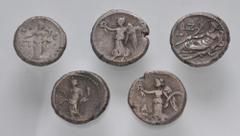Large Lots ROMAN. Provincial. Lot of five (5) Alexandrian BI Tetradrachms. Includes: Vitellius. RPC 5372 // Vespasian. RY 2 // Hadrian. RPC 5820 // Hadrian. RY 8 // Pius. RY 15. Average Near VF. LOT S