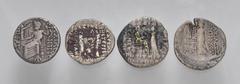 Large Lots MIXED. Greek - Central Asian. Lot of four (4) AR Tetradrachms. Includes: Seleukid Empire (2) // Kings of Parthia (2). Average Fine, the Partian with corrosion. LOT SOLD AS IS, NO RETURNS. F